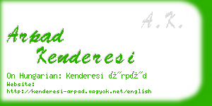 arpad kenderesi business card